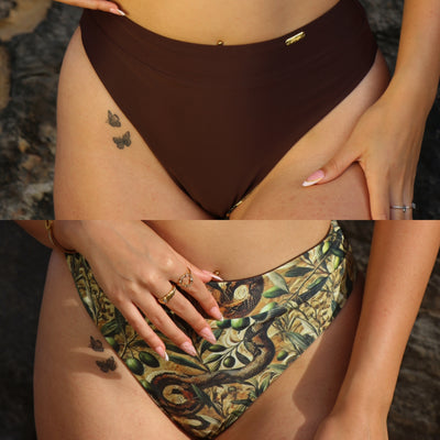 Michela Bottom - Reversible -  Ritual Print and Espresso Brown