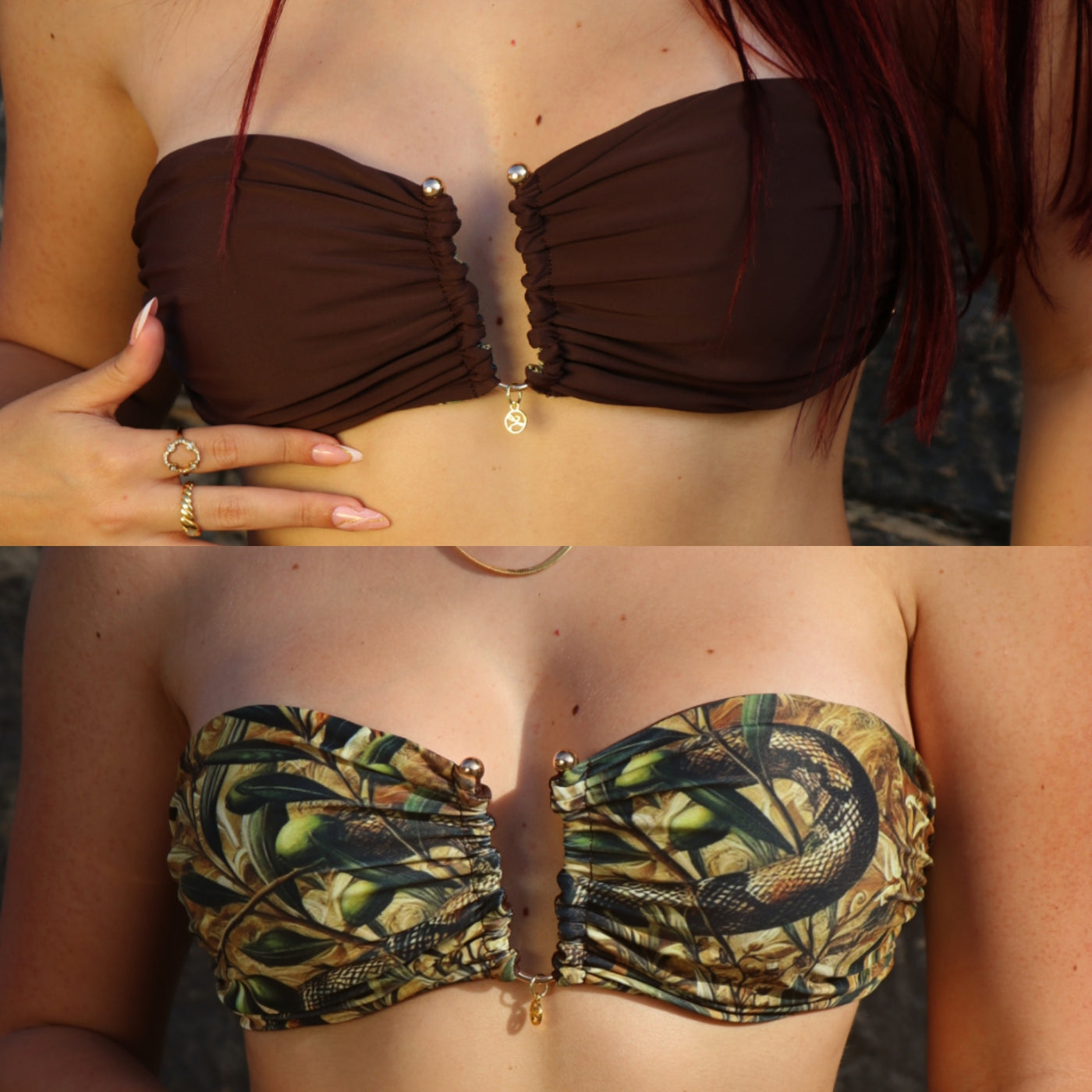 Kaya Top –  Reversible - Ritual Print and Espresso Brown