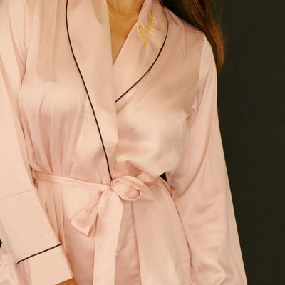 Camicia in cotone di seta avvolgente rosa baby