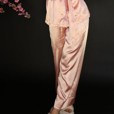 Pink Quartz Silk Satin Trousers
